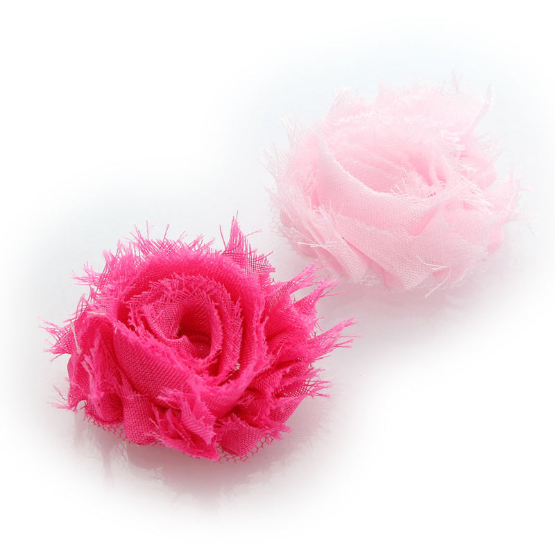Hot Pink/Light Pink Shabby Rose Baby Hair Flower Clip Pair | My Lello - 19