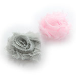 Light Pink/Gray Shabby Rose Baby Hair Flower Clip Pair | My Lello - 21