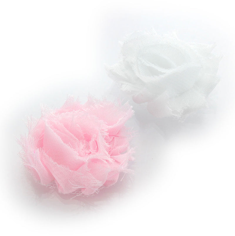 Light Pink/White Shabby Rose Baby Hair Flower Clip Pair | My Lello - 22