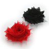 Red/Black Shabby Rose Baby Hair Flower Clip Pair | My Lello - 30