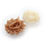 Tan/Cream Shabby Rose Baby Hair Flower Clip Pair | My Lello - 35