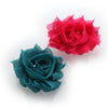 Teal/Shocking Pink Shabby Rose Baby Hair Flower Clip Pair | My Lello - 36