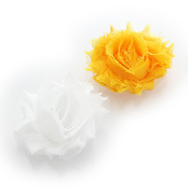 Golden Yellow/White Shabby Rose Baby Hair Flower Clip Pair | My Lello - 39