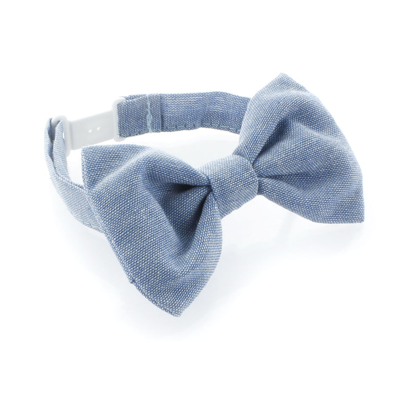 Child-Size Rustic Linen Adjustable Neck Pre-Tied Bow Tie with Clasp Natural