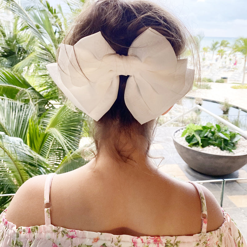 My Lello Satin/Lace Sailor Hair-Bow White