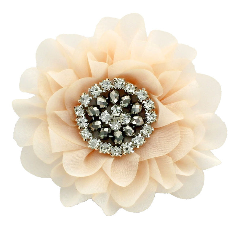 Champaigne Chiffon Jewelled Hair Flower Clip | My Lello - 4