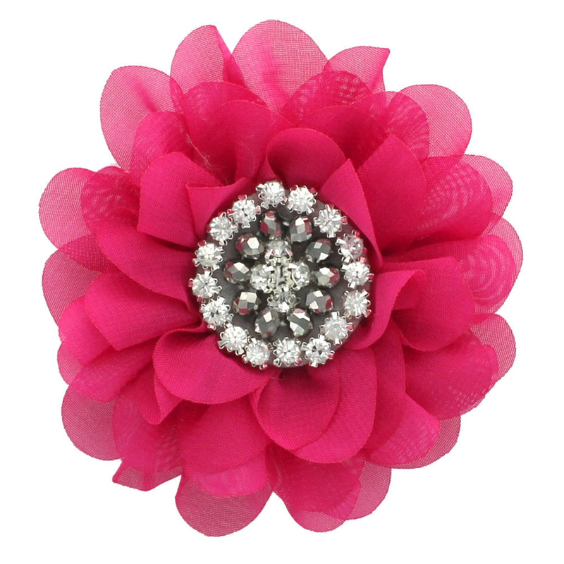 Hot Pink Chiffon Jewelled Hair Flower Clip | My Lello - 7