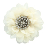 Ivory Chiffon Jewelled Hair Flower Clip | My Lello - 8
