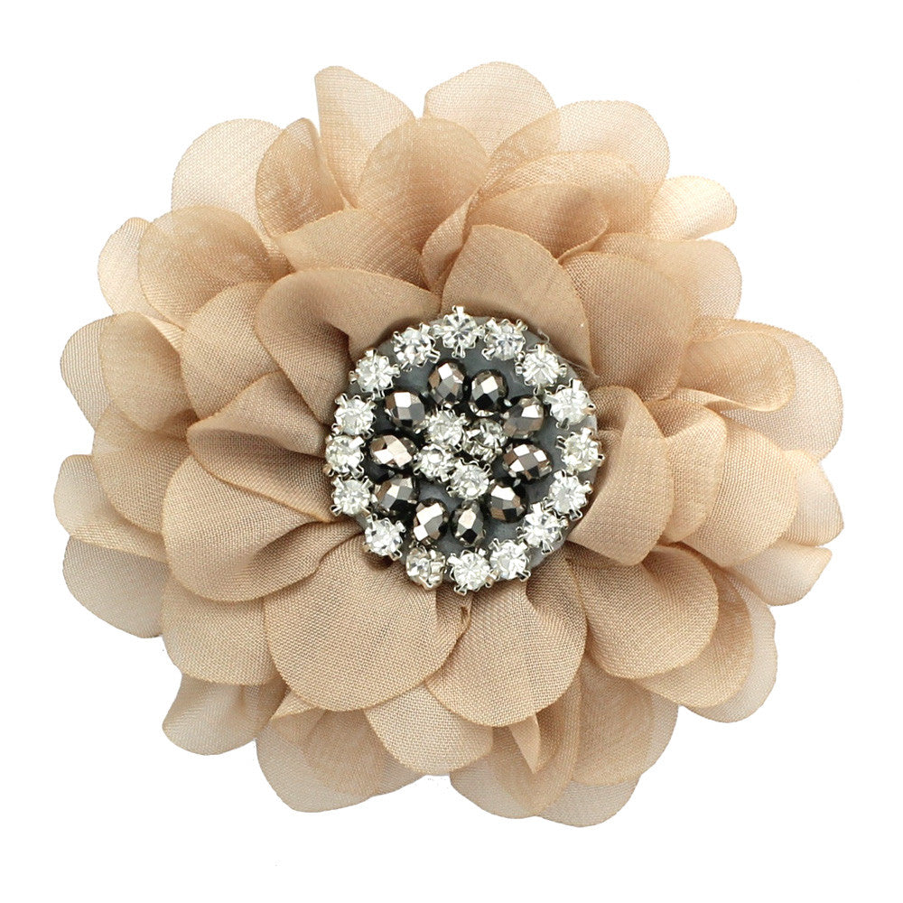 My Lello Layered Cascading Chiffon Fabric Hair-Bow Beige