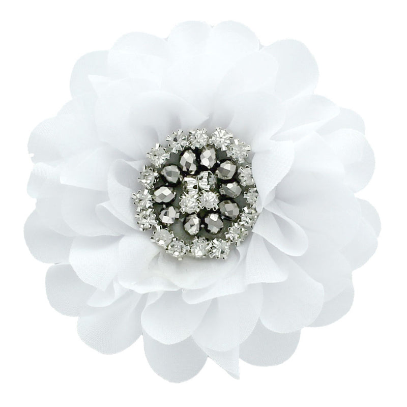 White Chiffon Jewelled Hair Flower Clip | My Lello - 18