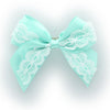 Aqua Satin/Lace Tails Down Hair-Bow | My Lello - 9