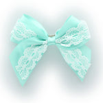 Aqua Satin/Lace Tails Down Hair-Bow | My Lello - 9