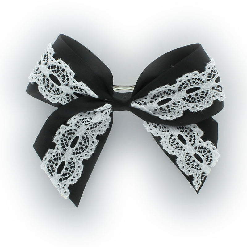 Black Satin/Lace Tails Down Hair-Bow | My Lello - 5