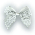 Gray Satin/Lace Tails Down Hair-Bow | My Lello - 4