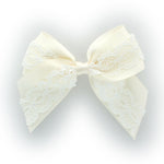 Ivory Satin/Lace Tails Down Hair-Bow | My Lello - 13