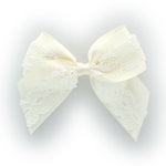 Ivory Satin/Lace Tails Down Hair-Bow | My Lello - 13