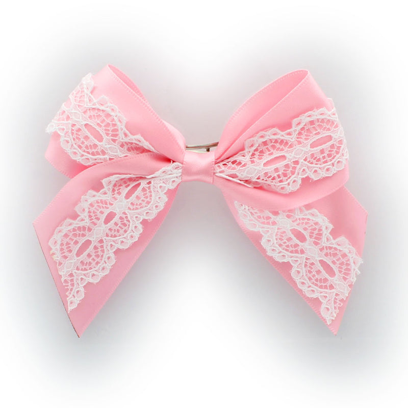 Pink Satin/Lace Tails Down Hair-Bow | My Lello - 6