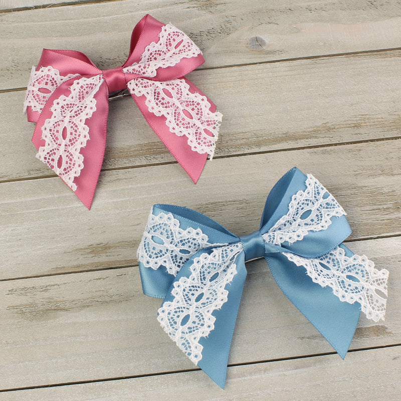cute pink lace ribbon bow hairclip (right)