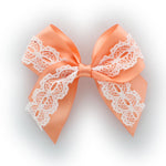 Peach Satin/Lace Tails Down Hair-Bow | My Lello - 12