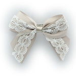 Taupe Satin/Lace Tails Down Hair-Bow | My Lello - 14