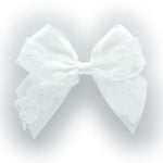 White Satin/Lace Tails Down Hair-Bow | My Lello - 3