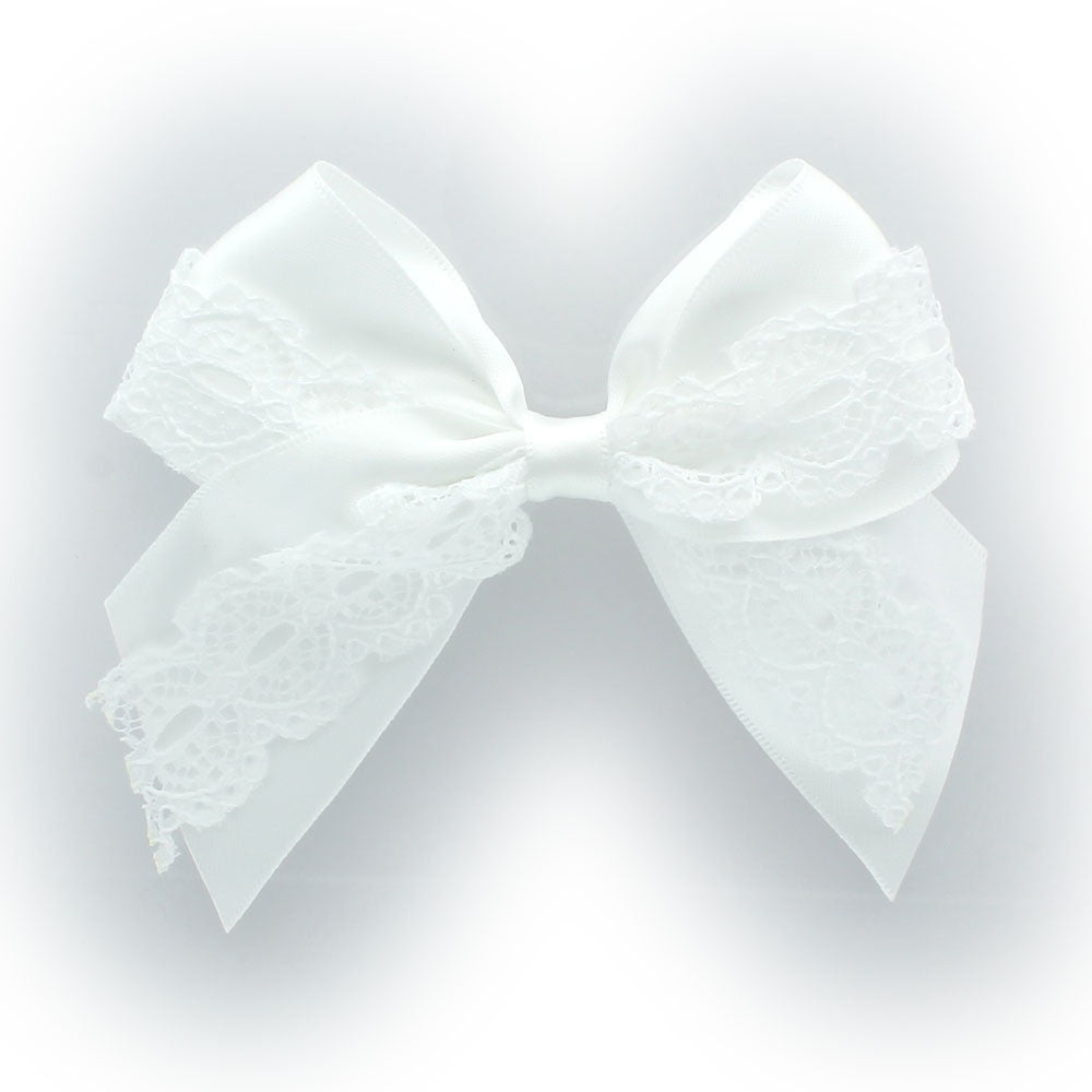 My Lello Satin/Lace Sailor Hair-Bow White