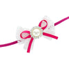 Shocking Pink Lace/Pearl Bow Baby Headband | My Lello - 5