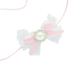 Light Pink Lace/Pearl Bow Baby Headband | My Lello - 4