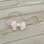  Lace/Pearl Bow Baby Headband | My Lello - 1