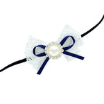 Navy Lace/Pearl Bow Baby Headband | My Lello - 8
