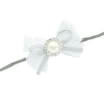 Gray Lace/Pearl Bow Baby Headband | My Lello - 3