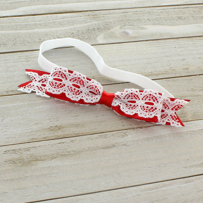  Satin/Lace Bow Baby Headband | My Lello - 1