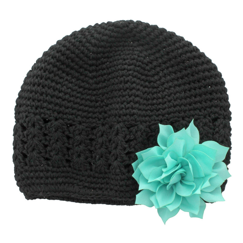Black/Aqua Baby Kufi Crochet Beanie Hat | My Lello - 11