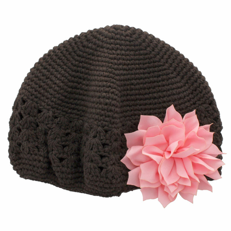 Brown/Light Pink Baby Kufi Crochet Beanie Hat | My Lello - 18