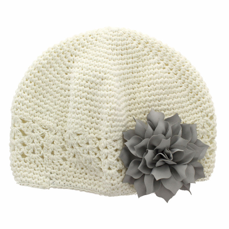Ivory/Gray Baby Kufi Crochet Beanie Hat | My Lello - 22