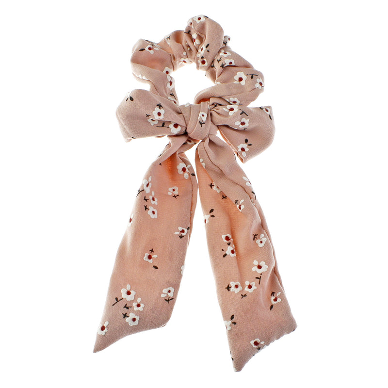 Printed Long Tail Bow Hair Scrunchie