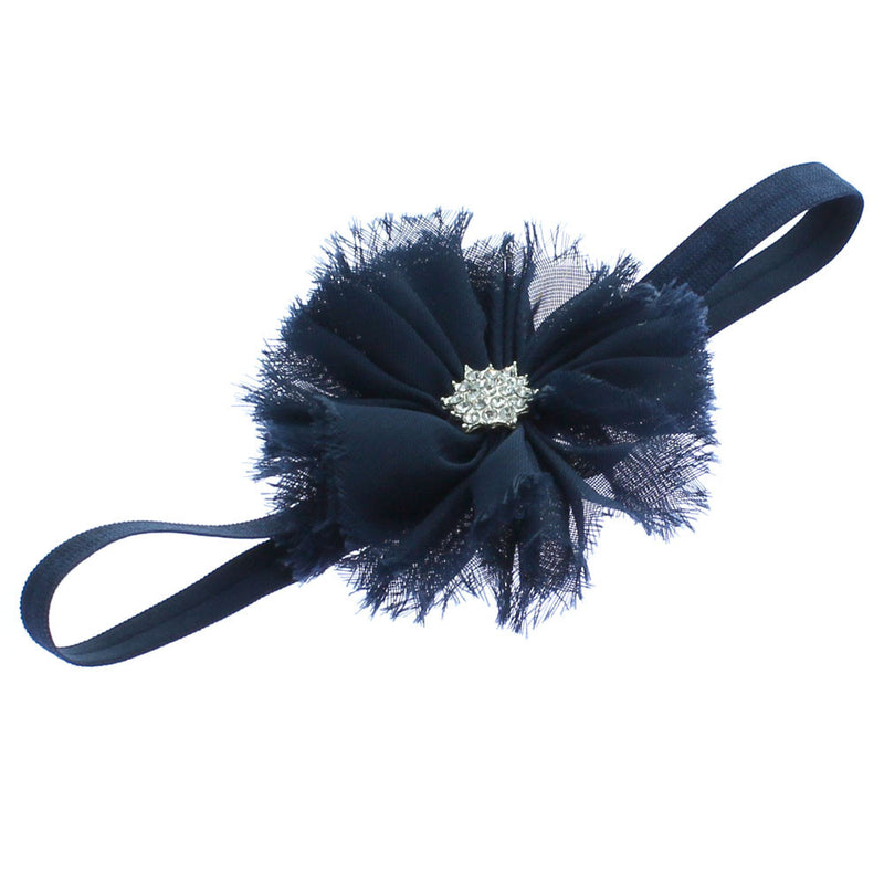Navy Baby Frayed Ballerina Flower Headband | My Lello - 13