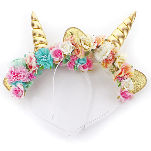 Girls Floral Unicorn Headband