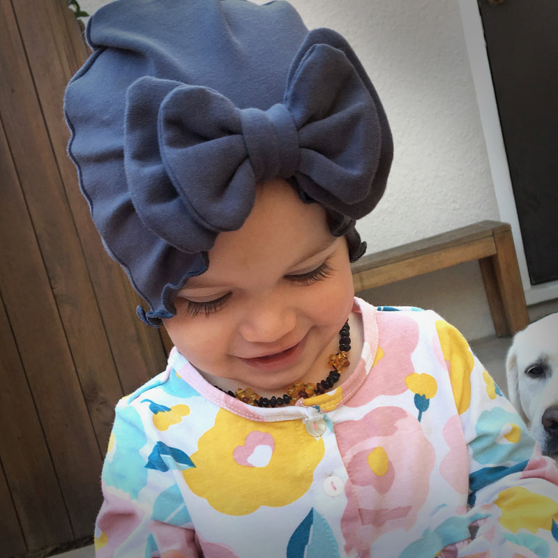Baby Vintage Ruffle Bow Cotton Beanie Hat